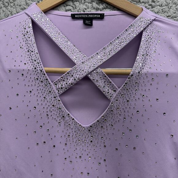 Boston Proper Embellished Strappy Keyhole Top Womens Small Lavender Purple - Picture 2 of 9